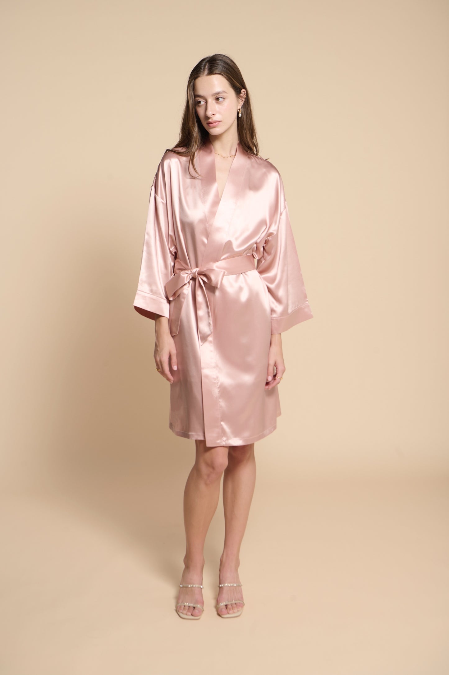 Camille Silk Robe - French Pink