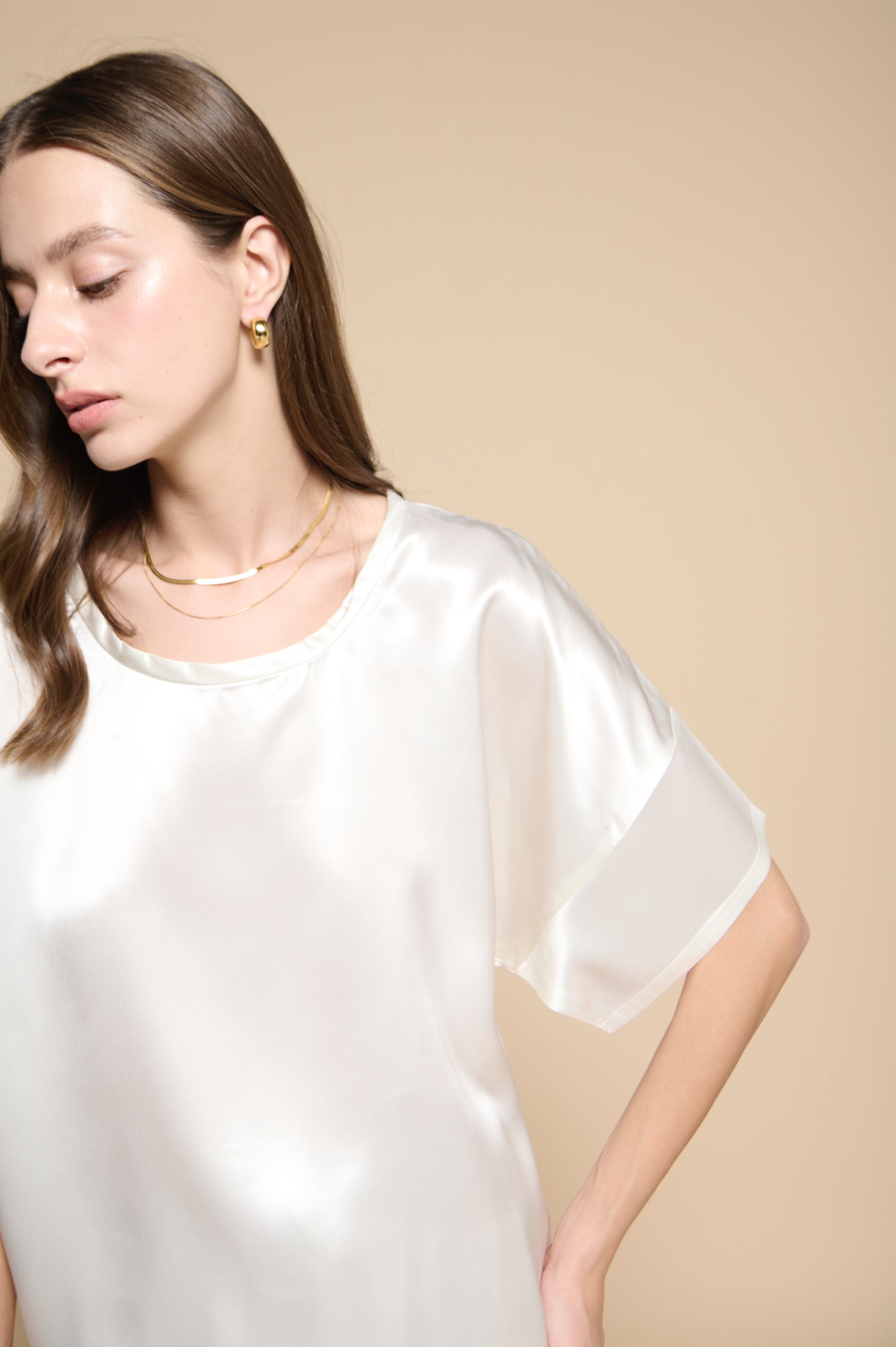 Margot Silk Tee - Blanc