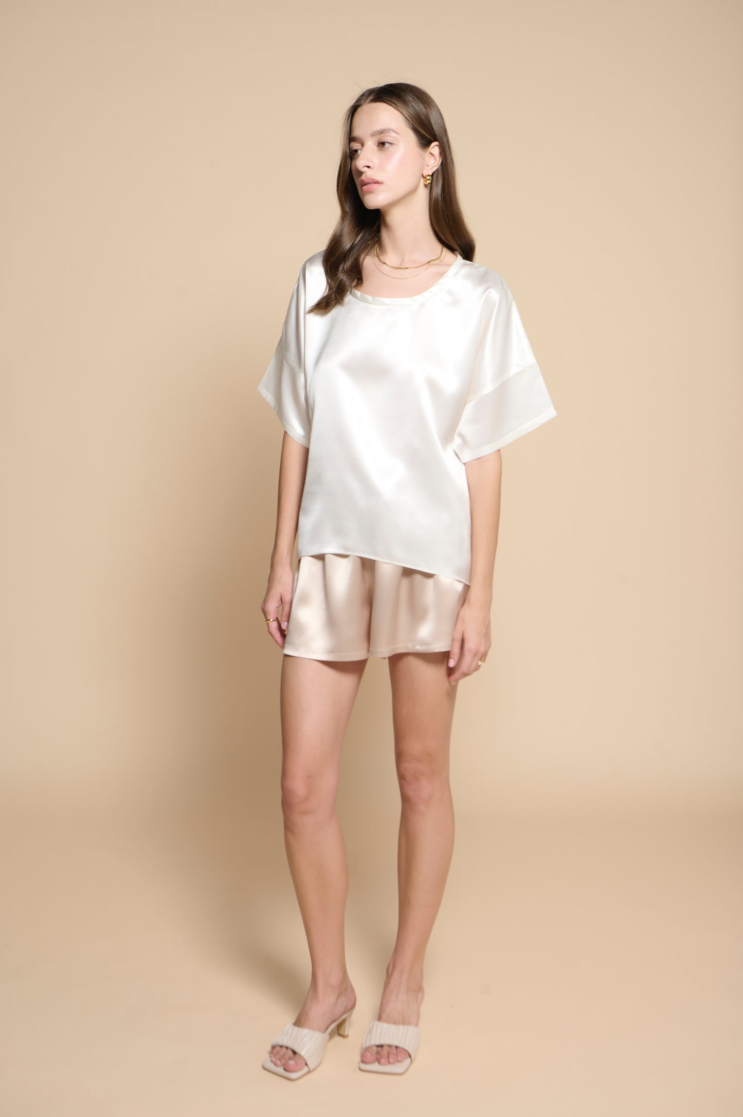 Margot Silk Tee - Blanc