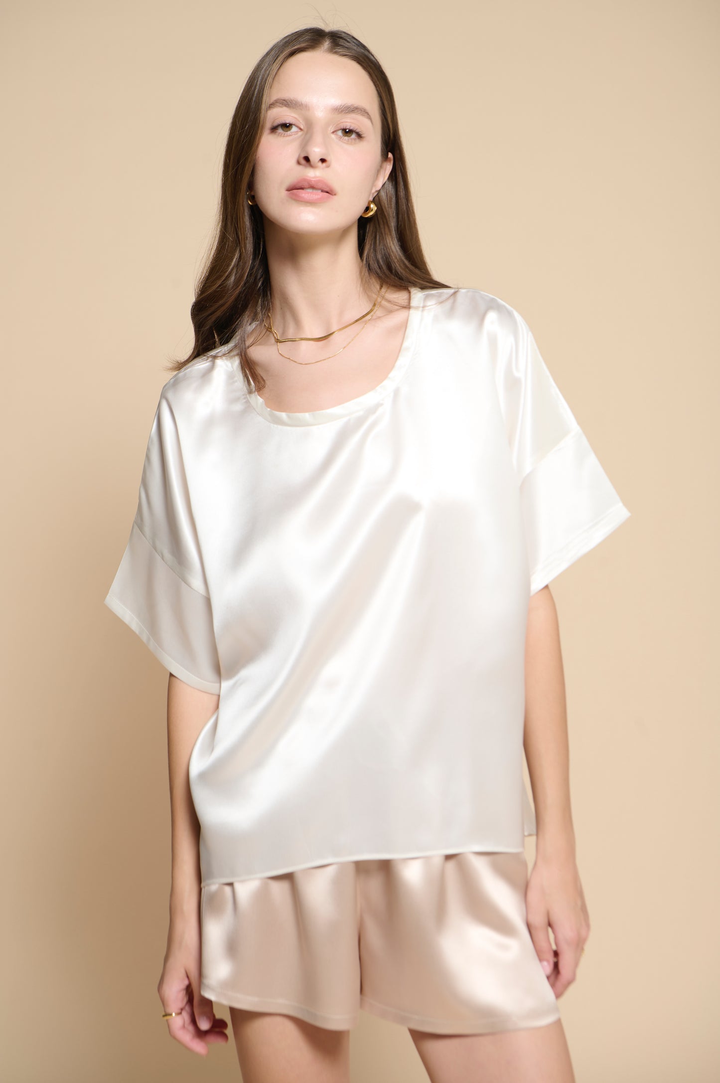 Margot Silk Tee - Blanc