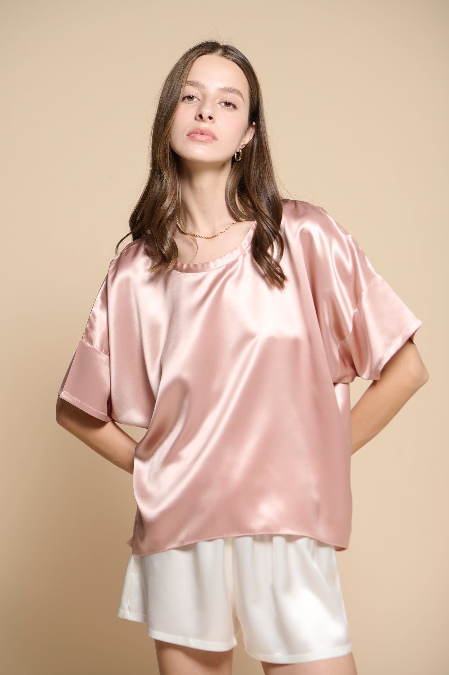 Margot Silk Tee - French Pink