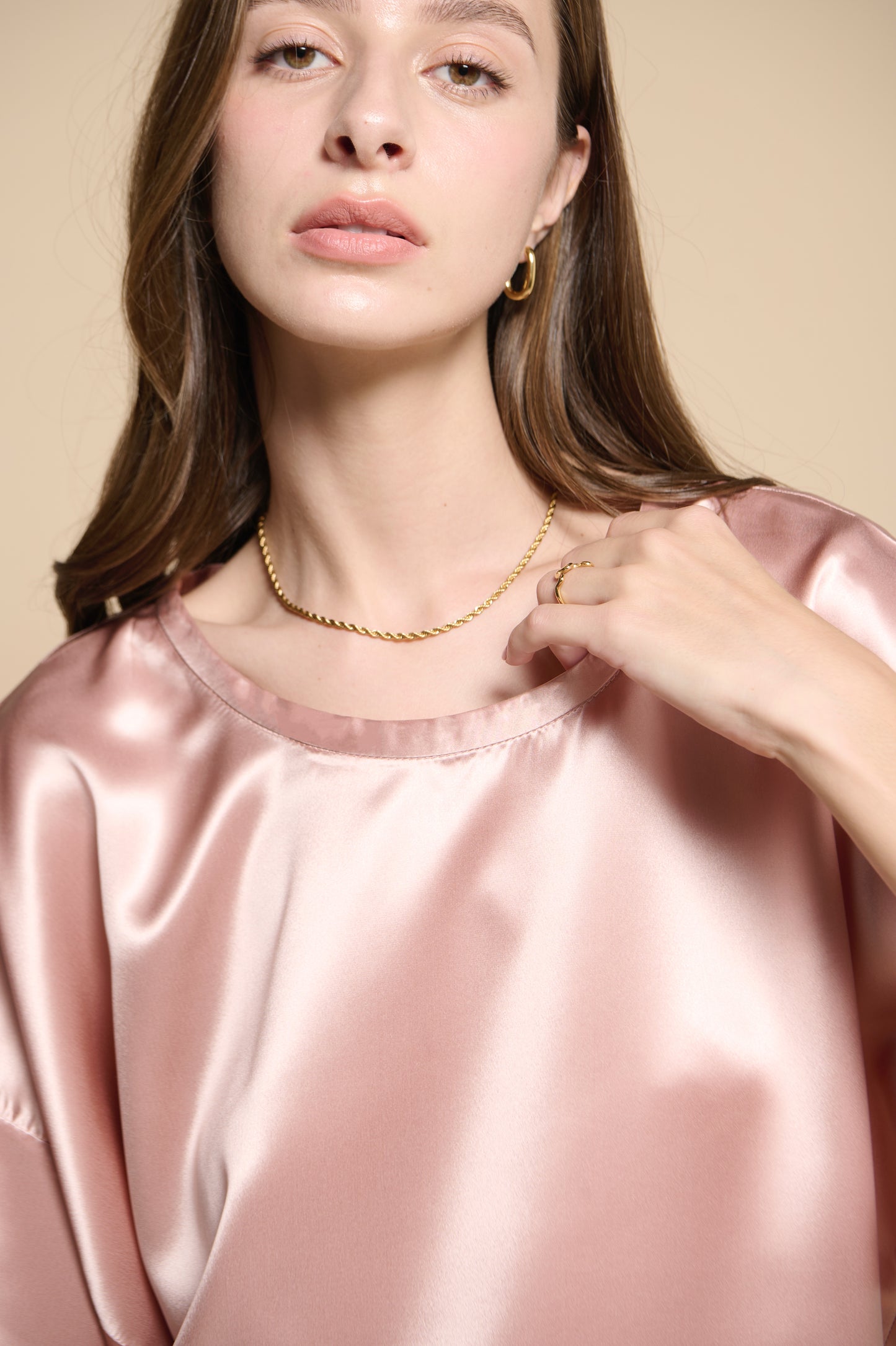 Margot Silk Tee - French Pink