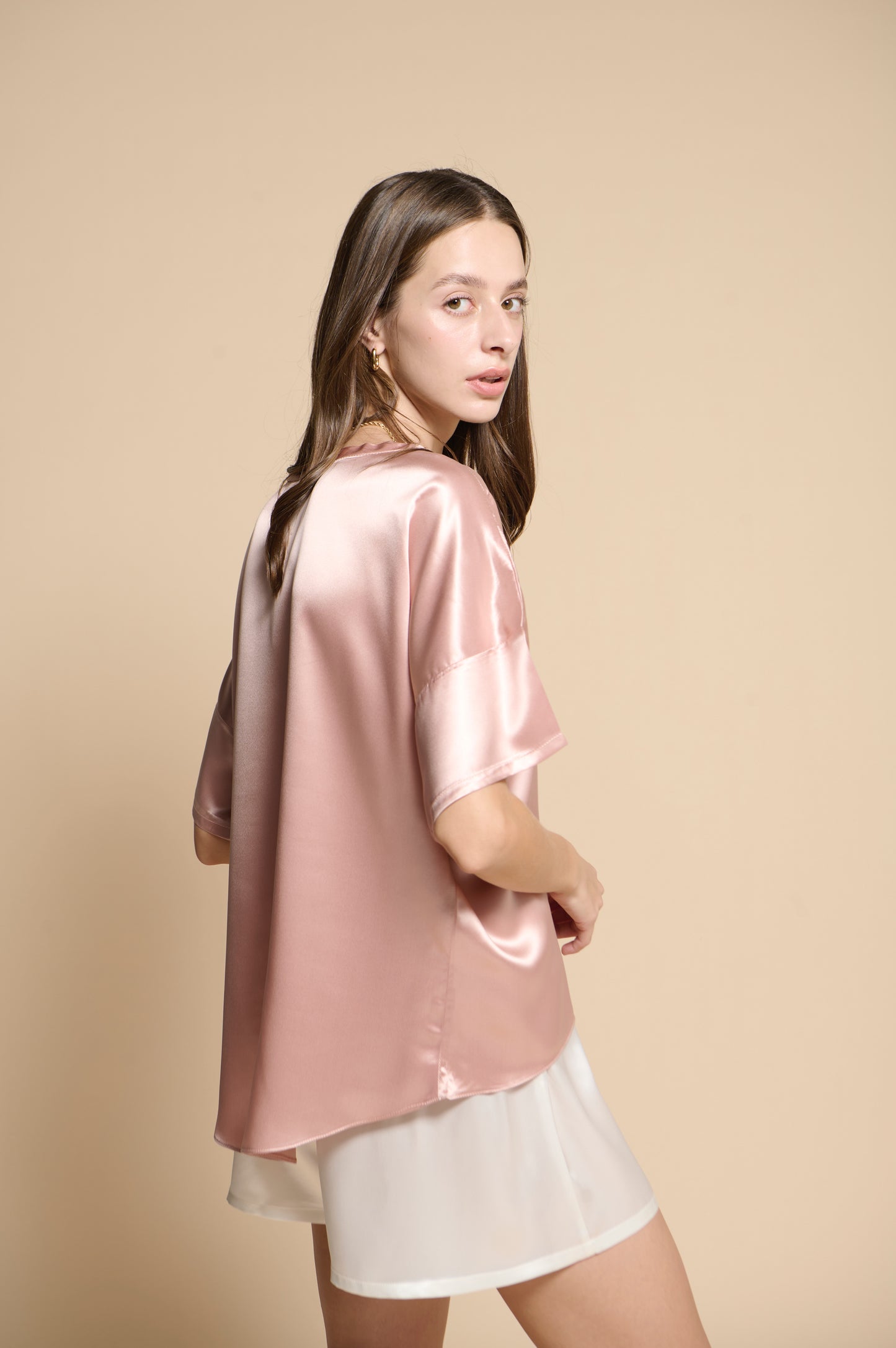 Margot Silk Tee - French Pink