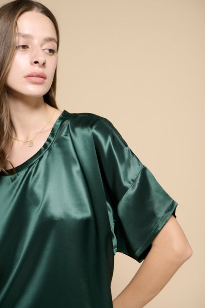 Margot Silk Tee - Pine