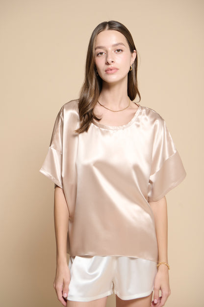 Margot Silk Tee - Champagne