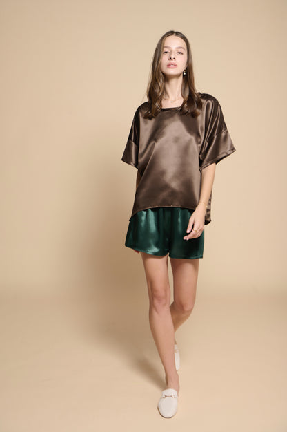 Margot Silk Tee - Cocoa