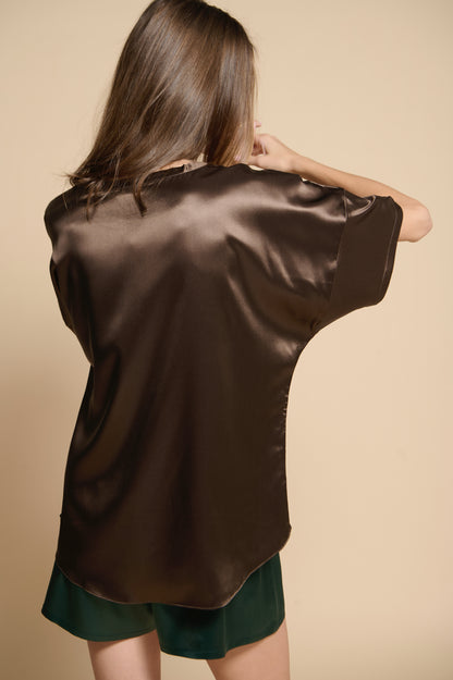 Margot Silk Tee - Cocoa