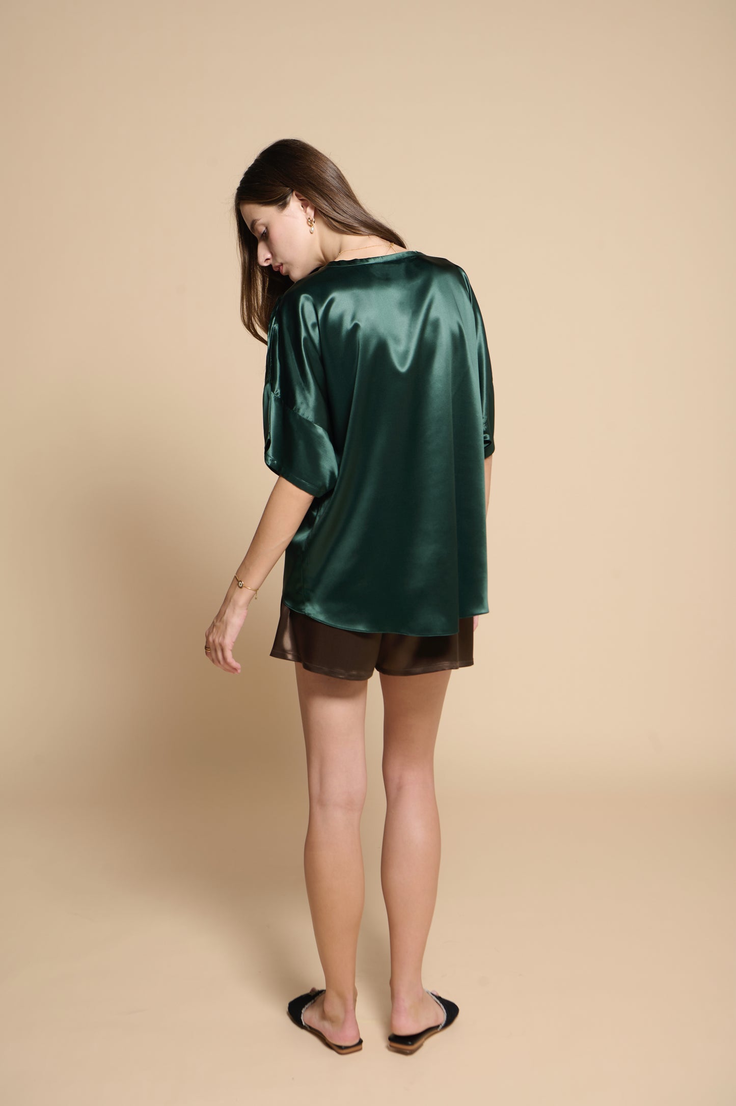 Margot Silk Tee - Pine